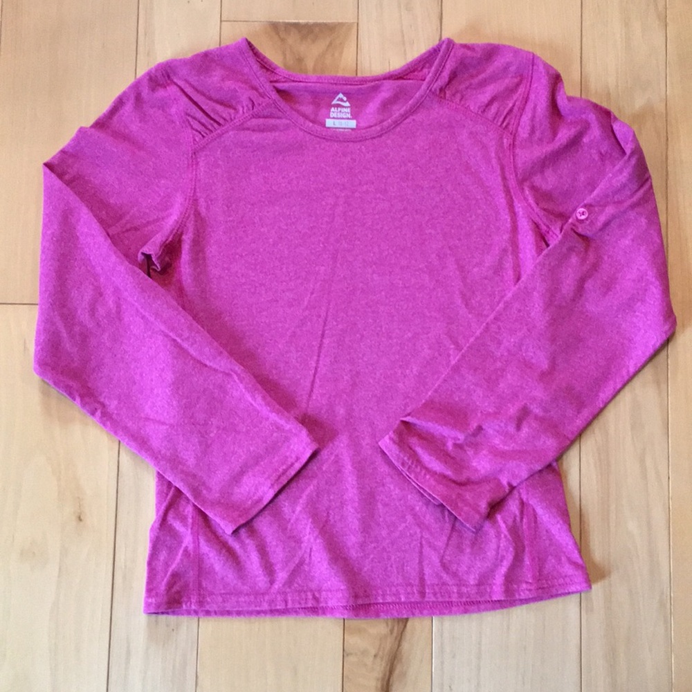 Pink long sleeve dri-fit-like w/button-up sleeves